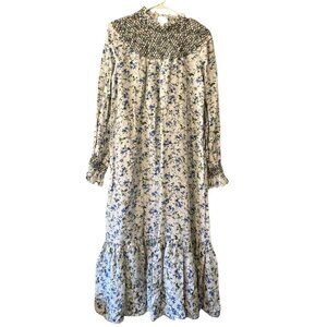 ZARA Floral Dress Long Sleeve Belted Sundress Cottagecore‎ Peasant Size Medium